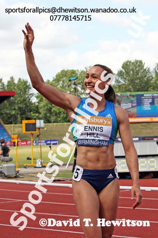 Jessica Ennis-Hill  after the 100 metres hurdles, Sainsbury's British Champs, Alexander Stadium, Birmingham. Photo: David T. Hewitson/Sprts for All Pics